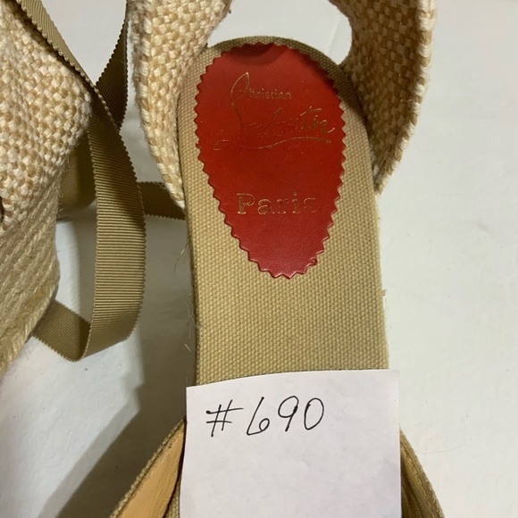 Christian Louboutin Canvas D'Orsay Espadrills
Tan, Round-Toes, Wedge Heel - Picture 9 of 15